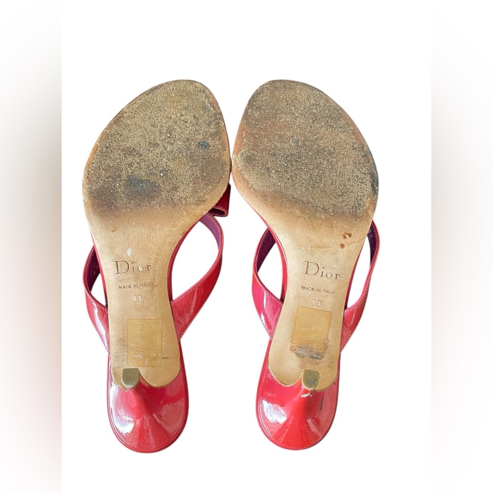 Dior Pink Patent Leather Bow Sandals Size 38 - Picture 6 of 8